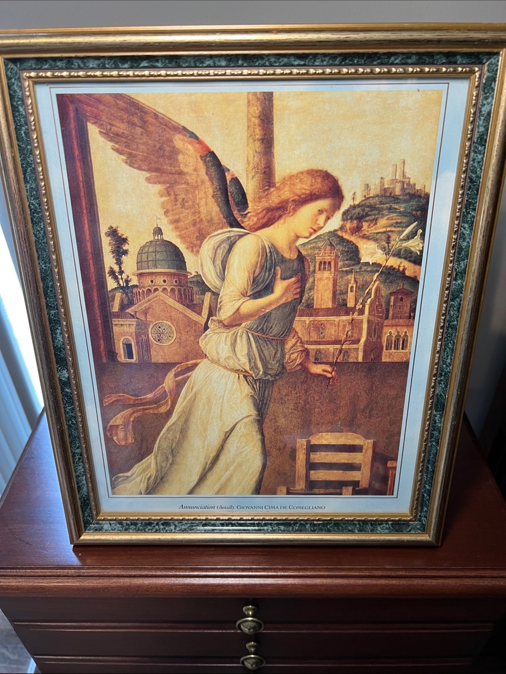VTG Italian Florentine Framed Wall Art The Annunciation Religious Renaissance